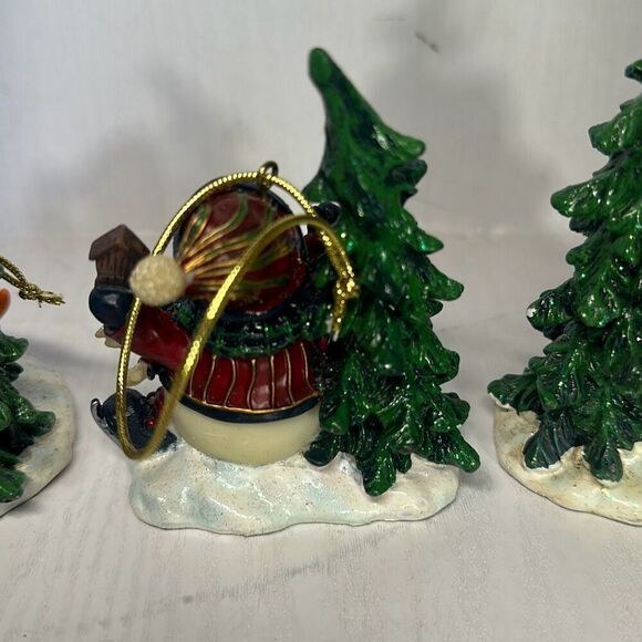 Vintage Home Interiors Ice Skating Snowman Ornament set of 3 - Picture 6 of 10